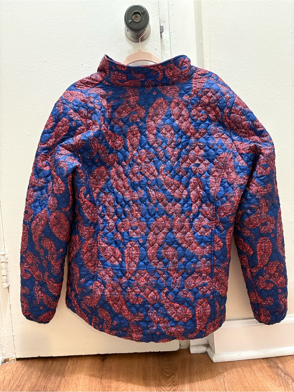 LANDS END Paisley Quilted Insulated Zip-Up Coat Jacket Blue Red Size XL - Picture 3 of 10